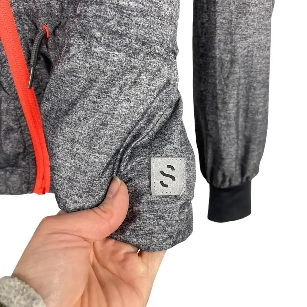 H&M Kids Sport Lightweight Windbreaker Gray Jacket Full Zip Cinched Back 12-13Y